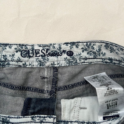 Guess Jeans Medium Wash Denim Blue Floral Ruffle Hem Mini Skirt