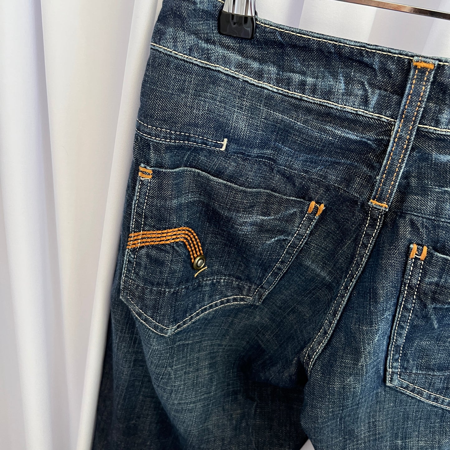 G-star Raw Indigo Dark Wash Low Rise Flared Denim Trousers