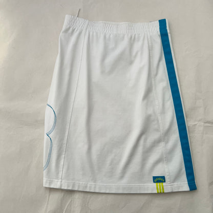 Adidas White Blue Striped 3 Letter A Line Midi Skirt