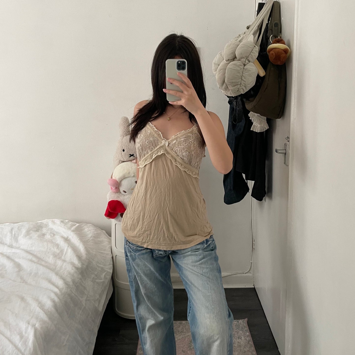 beige morgan de toi lacey bust bow charm camisole