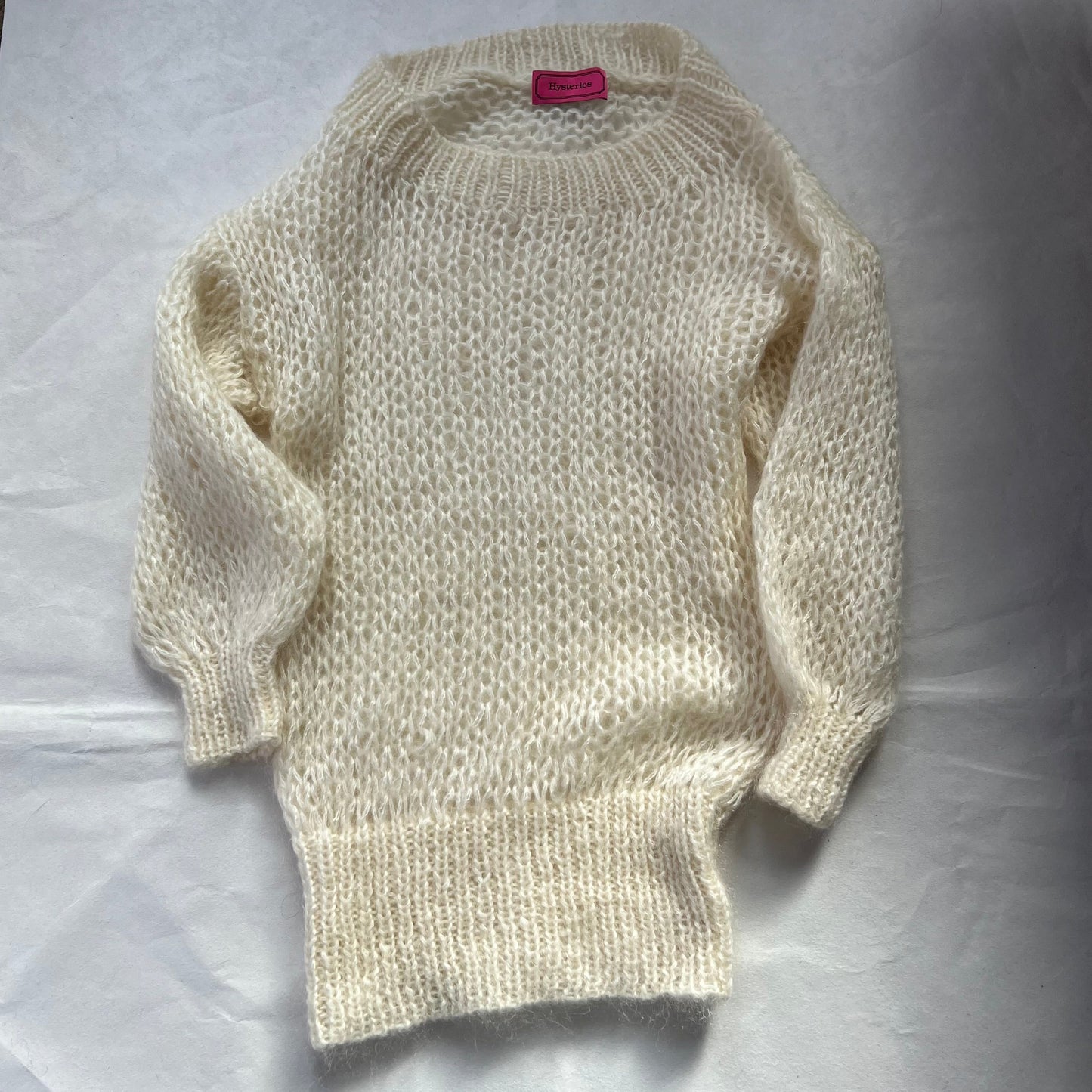 Hysterics Mohair Blend Cream 3/4 Sleeve Fine Knit Sweater Dress Top