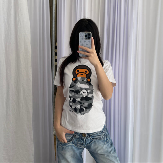 Bape A Bathing Ape White Camo Bapy Short Sleeve T-shirt