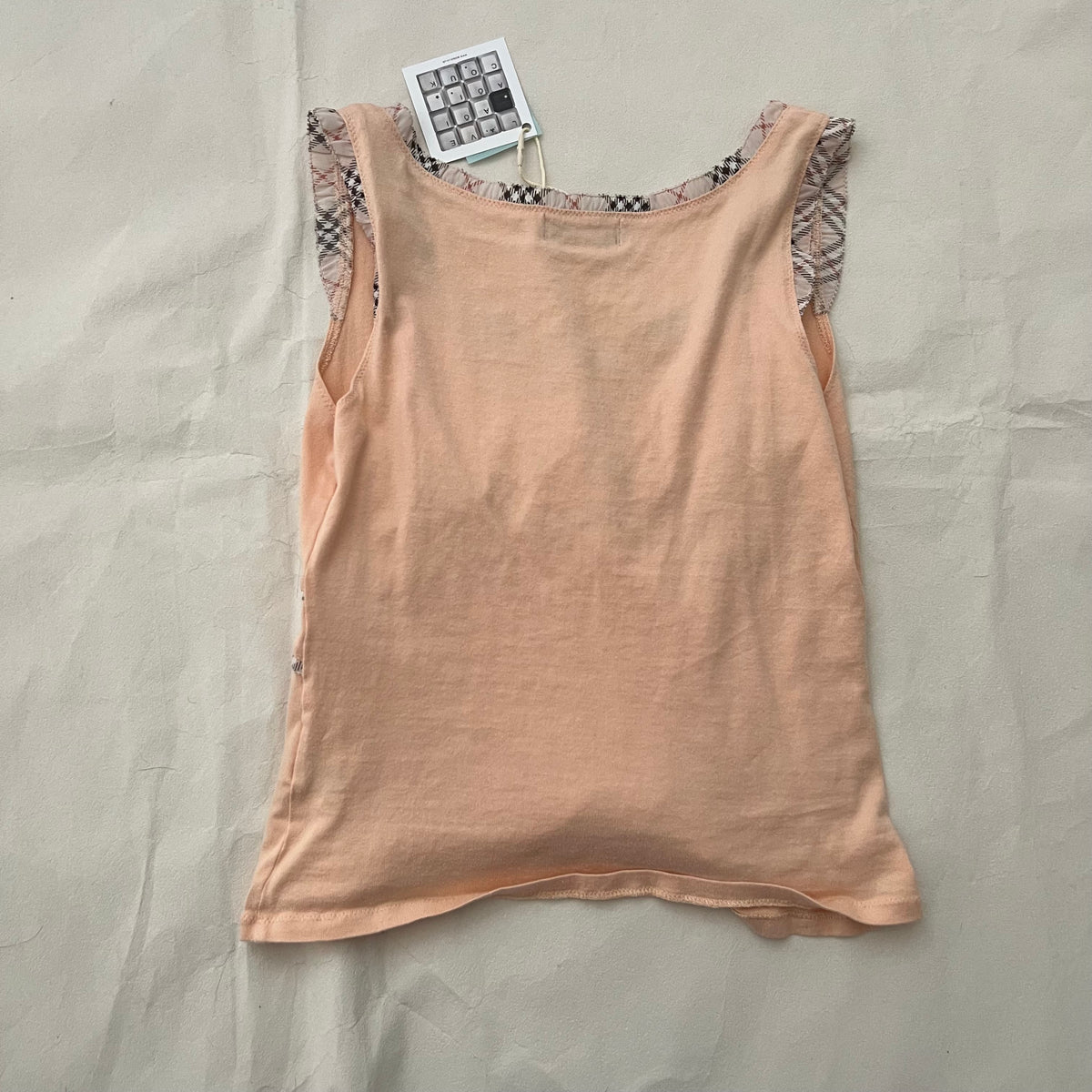 Burberry Peach Nova Check Trim Milkmaid Vest Top