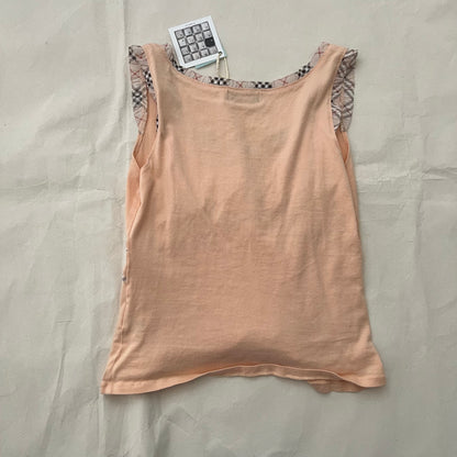 Burberry Peach Nova Check Trim Milkmaid Vest Top
