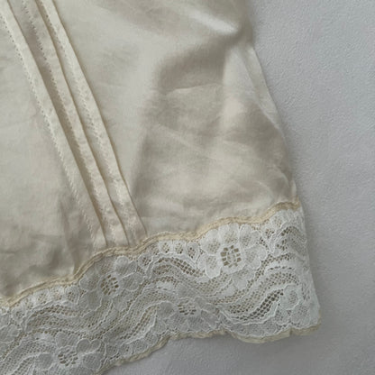 Jill Stuart Ivory Silk Blend Romantic Lace Pleat Cut Out Fitted Camisole