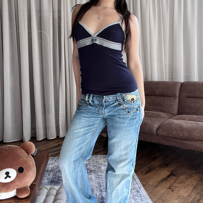 D&G Navy Grey Sporty Fitted Camisole