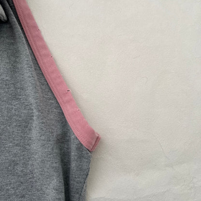 Sexy Woman Grey Pink Contrast Arm Collared Polo Vest Top