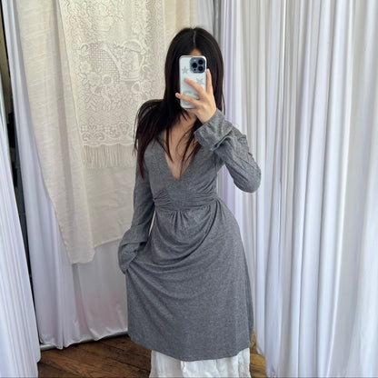 Liu Jo Grey Wool Blend Dreamy Romantic Midi Dress