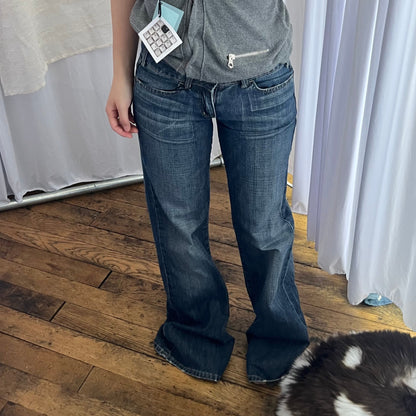 Miss Sixty New Tommy Style Medium Wash Blue Boot Leg Skinny Low Rise Denim Jeans