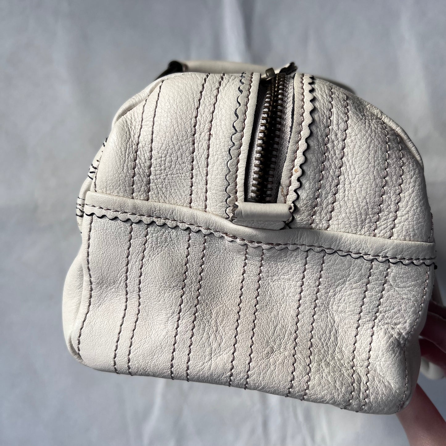 Anna Sui Balletcore Off White Panelled Boxy Handbag