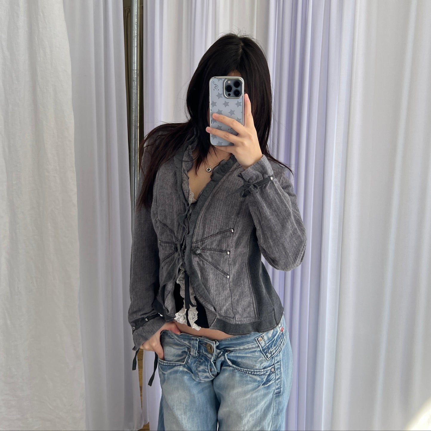 Vintage Extenzo Paris Grey Collared Frill Jacket