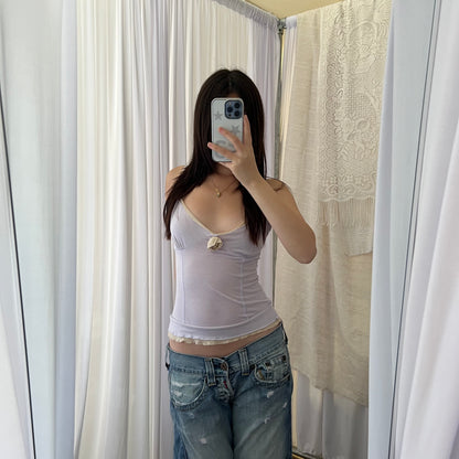 Energie Lilac Cream Layered Rosette Camisole