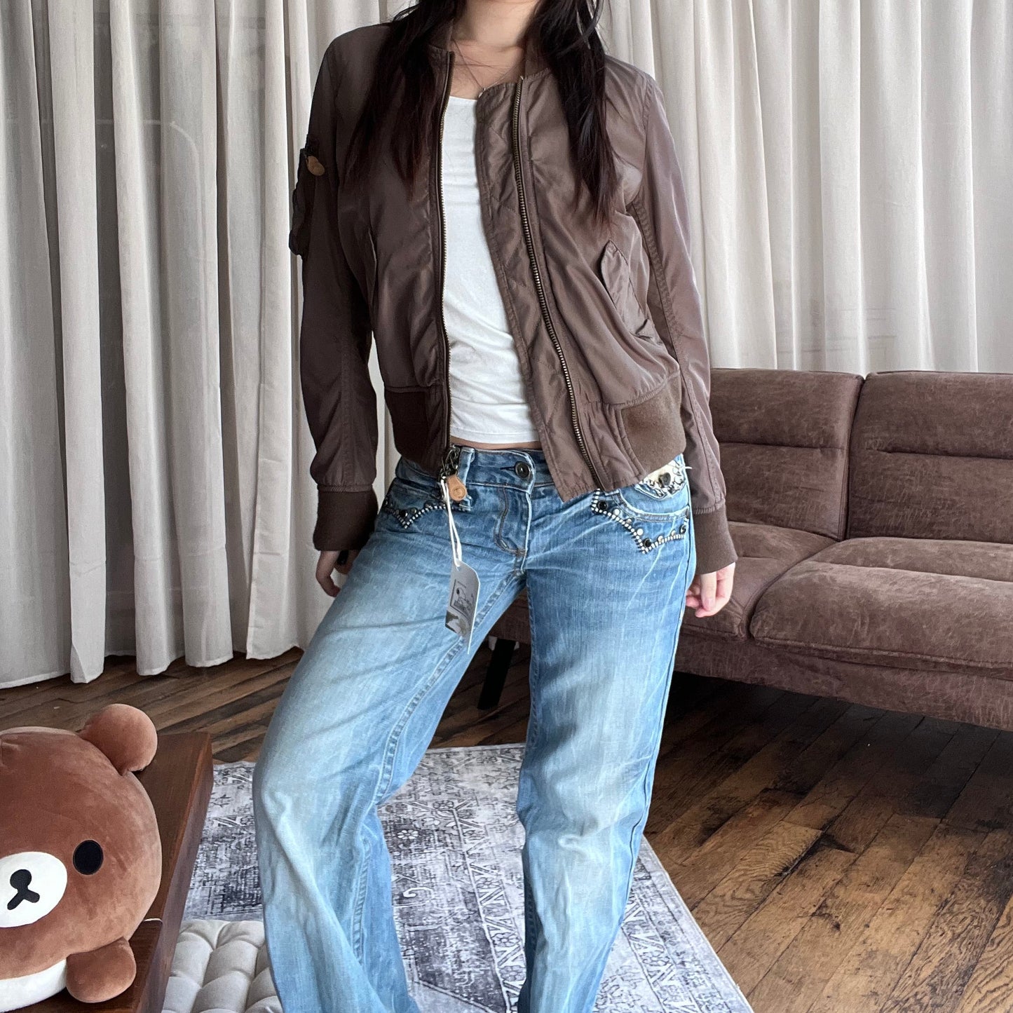 Vintage Goa Ma-1 Khaki Brown Bomber Jacket