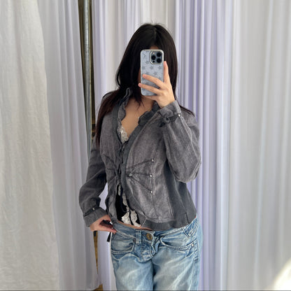 Vintage Extenzo Paris Grey Collared Frill Jacket