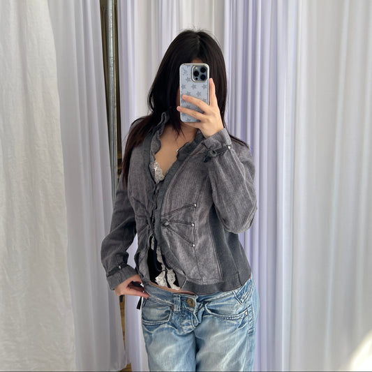 Vintage Extenzo Paris Grey Collared Frill Jacket