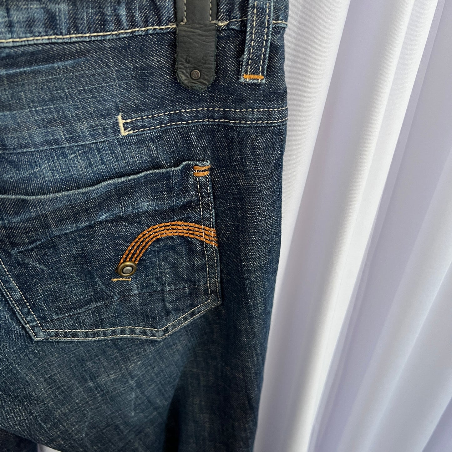 G-star Raw Indigo Dark Wash Low Rise Flared Denim Trousers