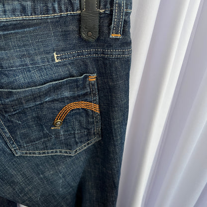 G-star Raw Indigo Dark Wash Low Rise Flared Denim Trousers