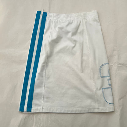 Adidas White Blue Striped 3 Letter A Line Midi Skirt