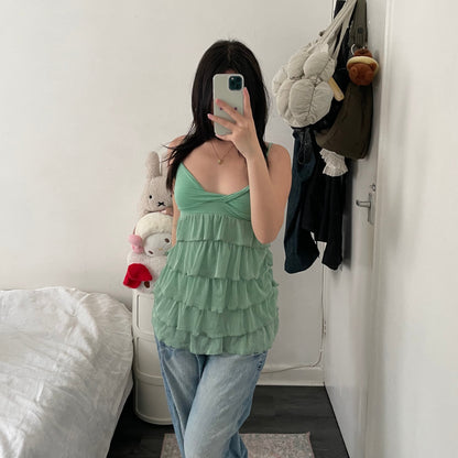 fairy eurosummer zeta moda boho fairy green ruffle tiered camisole