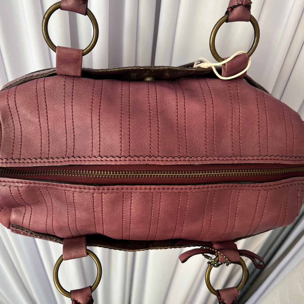 Raspberry Pink Leather Anna Sui Panelled Butterfly Charm Boxy Hand Bag