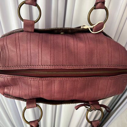 Raspberry Pink Leather Anna Sui Panelled Butterfly Charm Boxy Hand Bag