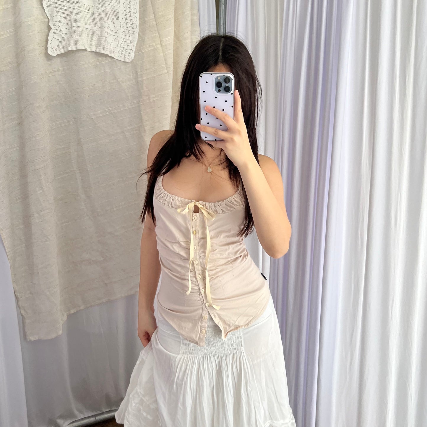 Eurosummer Prairie Naf Naf Beige Halter Neck Milkmaid Sleeveless Fitted Vest
