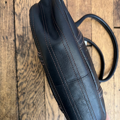 Anna Sui Black Leather Balletcore Panelled Pouch Shape Shoulder Bag