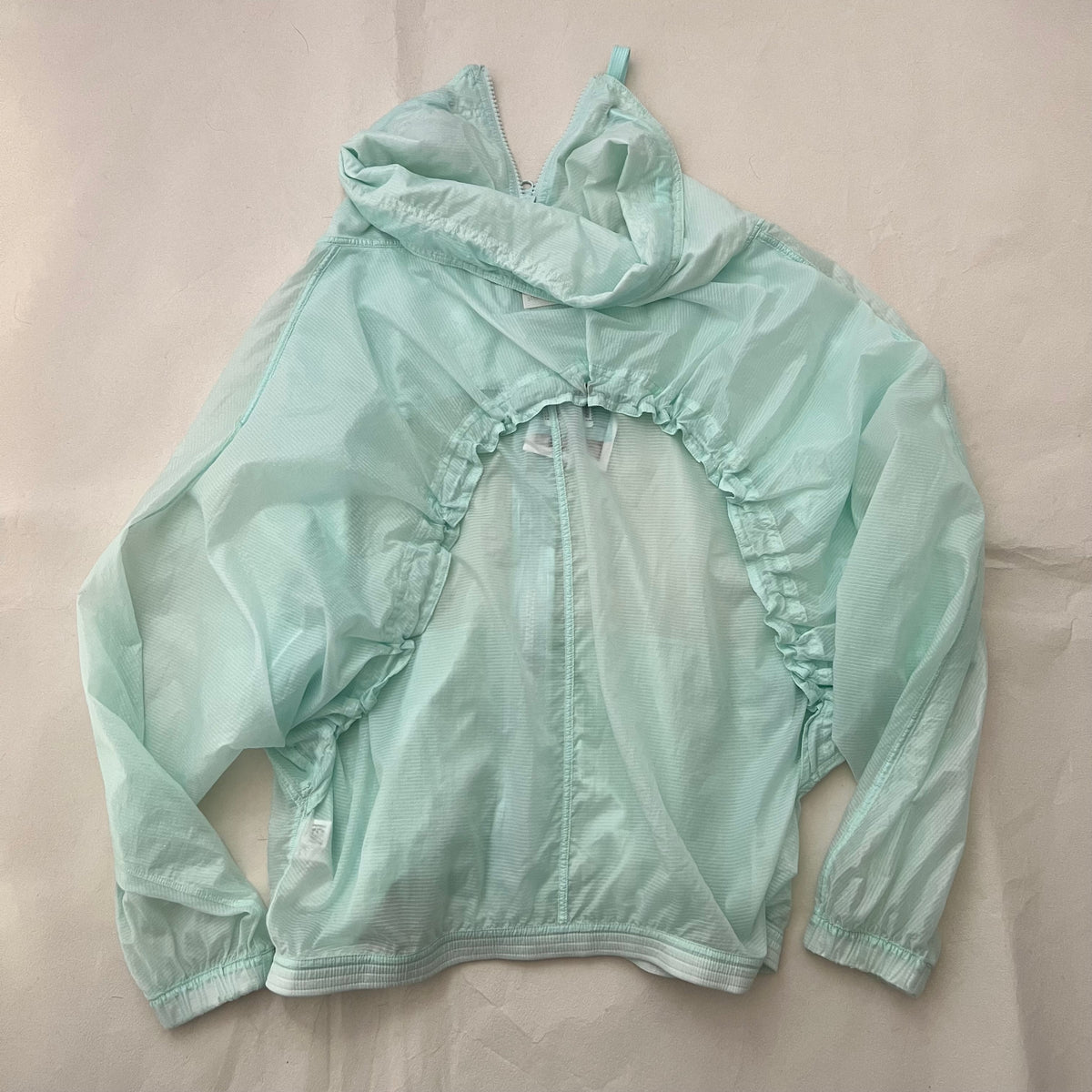 Icey Mint Blue Ruched Sporty Translucent Track Jacket