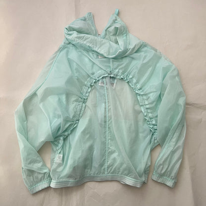 Icey Mint Blue Ruched Sporty Translucent Track Jacket