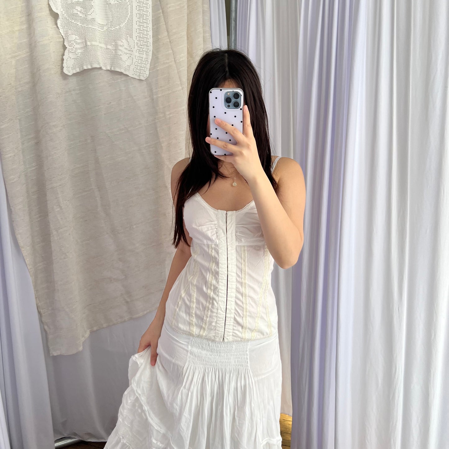 Max & Co White Cream Lace Hook and Eye Corset Cami