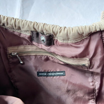 Marithe Francois Girbaud Cotton Beige Brown Trim Pokachu Multipocket Tote Bag