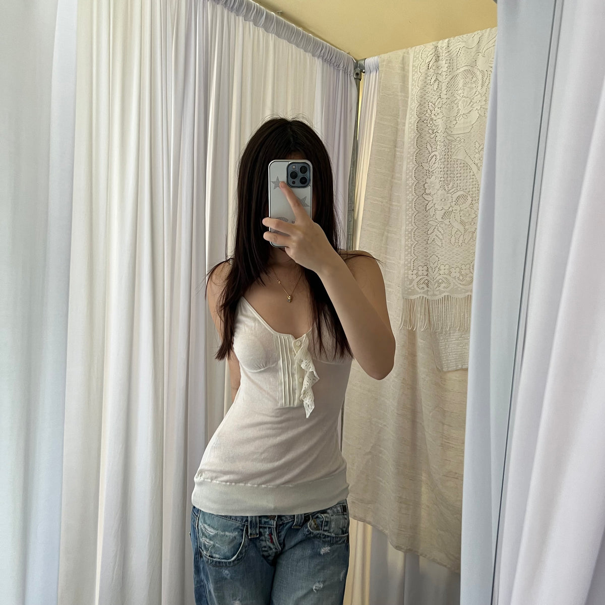 Scervino Street Silk Blend Ruffle Lace Crop Cardigan And Camisole Two Piece Set