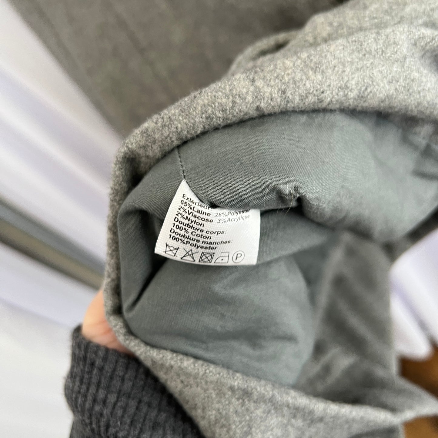 Vintage Bizzbee Grey Funnel Collar High Neck Double Breasted Bombed Pea Coat