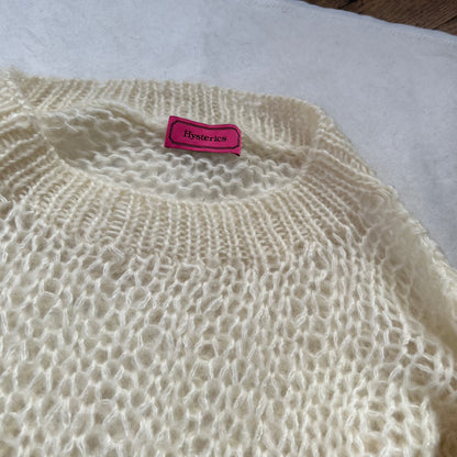 Hysterics Mohair Blend Cream 3/4 Sleeve Fine Knit Sweater Dress Top