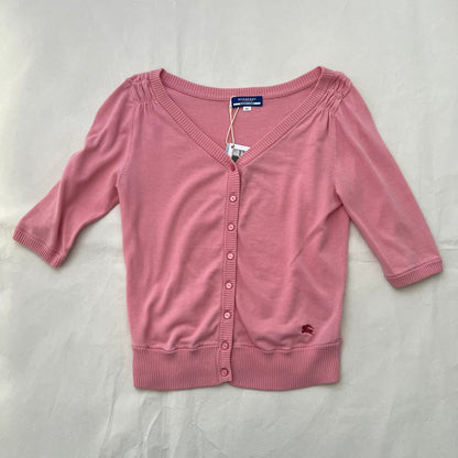 Burberry Candy Pink Half Sleeve Crop Cardigan Top