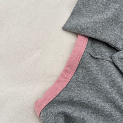 Sexy Woman Grey Pink Contrast Arm Collared Polo Vest Top