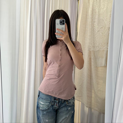 Muted Pink Adidas X Stella Mccartney Puff Sleeve Collared Polo Shirt