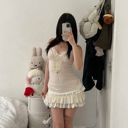 neilly white cottage prairie cream lacey tiered ruffle mini skirt