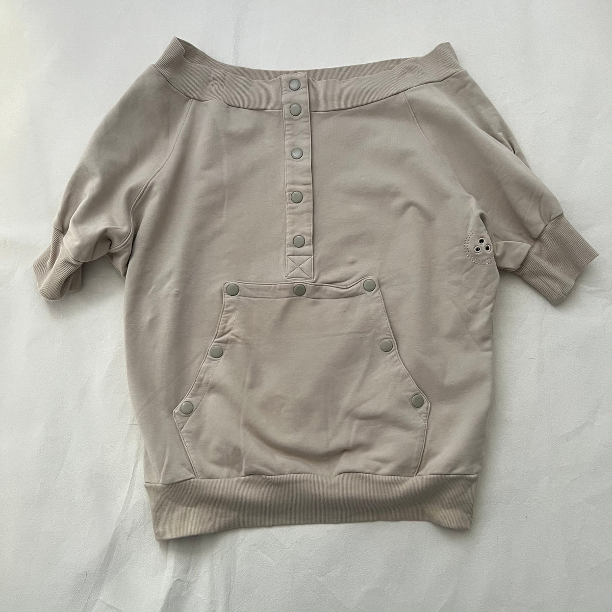 Adidas X Stella Mccartney Beige Off Shoulder 3/4 Button Sweater Top