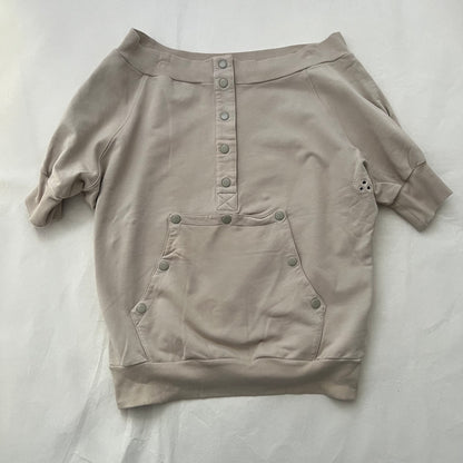 Adidas X Stella Mccartney Beige Off Shoulder 3/4 Button Sweater Top