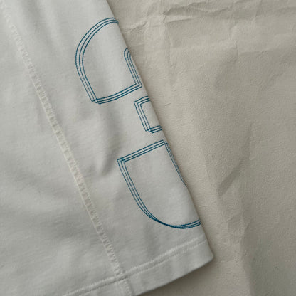 Adidas White Blue Striped 3 Letter A Line Midi Skirt