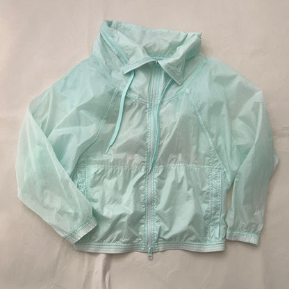 Icey Mint Blue Ruched Sporty Translucent Track Jacket