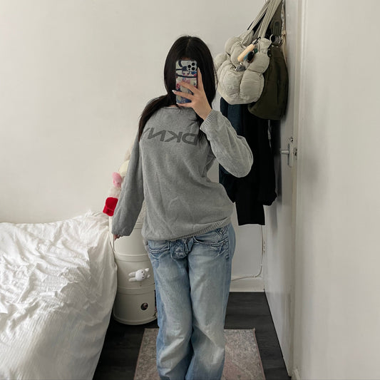 90s vintage grey dkny thick oversized knit sweater