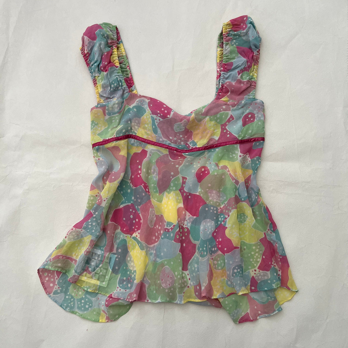 Bubblegum Jill Stuart Pink Mint Multicolour Puff Sleeve Square Neckline Babydoll Blouson