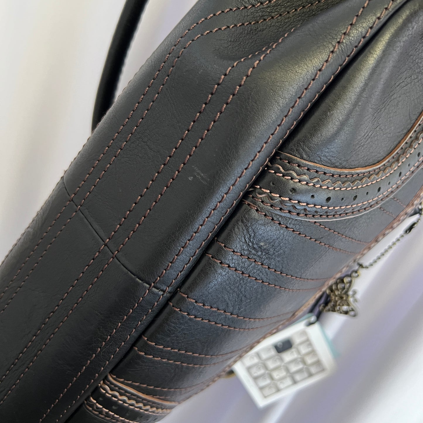 Anna Sui Black Leather Balletcore Panelled Pouch Shape Shoulder Bag