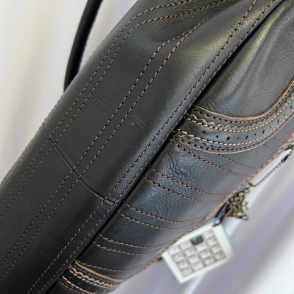 Anna Sui Black Leather Balletcore Panelled Pouch Shape Shoulder Bag