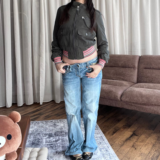 Diesel Red Tag Khaki Style Blouson Bomber Striped Jacket