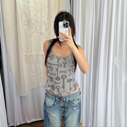 Vivienne Westwood Grey Antique Key Graphic Tank Top