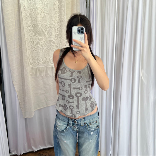 Vivienne Westwood Grey Antique Key Graphic Tank Top