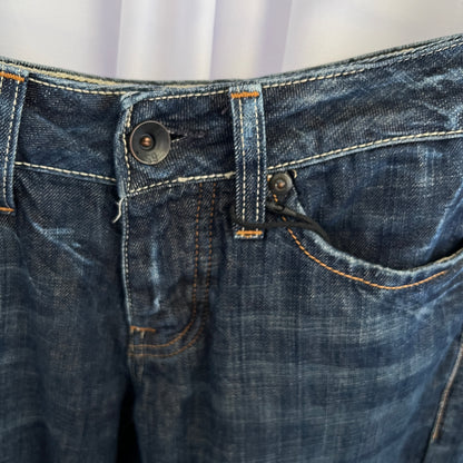 G-star Raw Indigo Dark Wash Low Rise Flared Denim Trousers